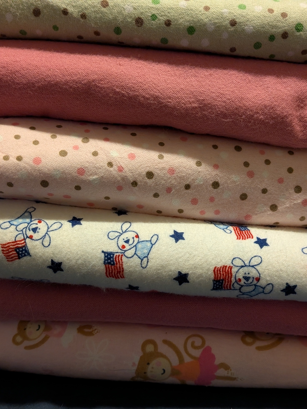 Fabric Bundle - Pink, White & Cream Polka Dot and Bunny Prints